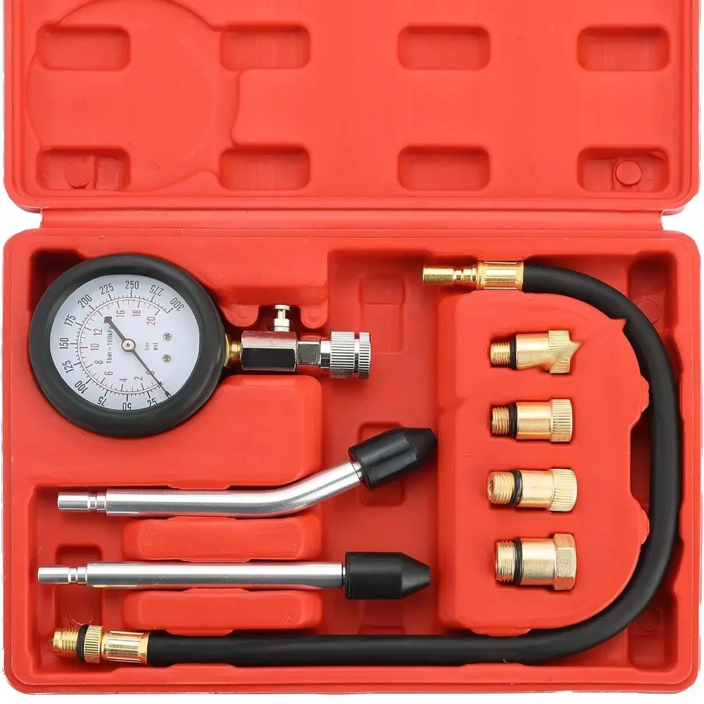 

Cylinder Test Pressure Gage Tool Set | Engine Compression Tester Gauge Kit with Adapters for Testing