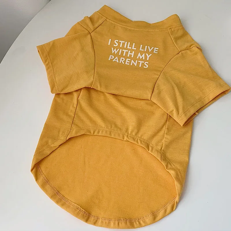 رسائل مطبوعة الفرنسية البلدغ تي شيرت القطن الكلب قميص تنفس ملابس الحيوانات الأليفة جرو البلوز الملابس للكلاب الصغيرة