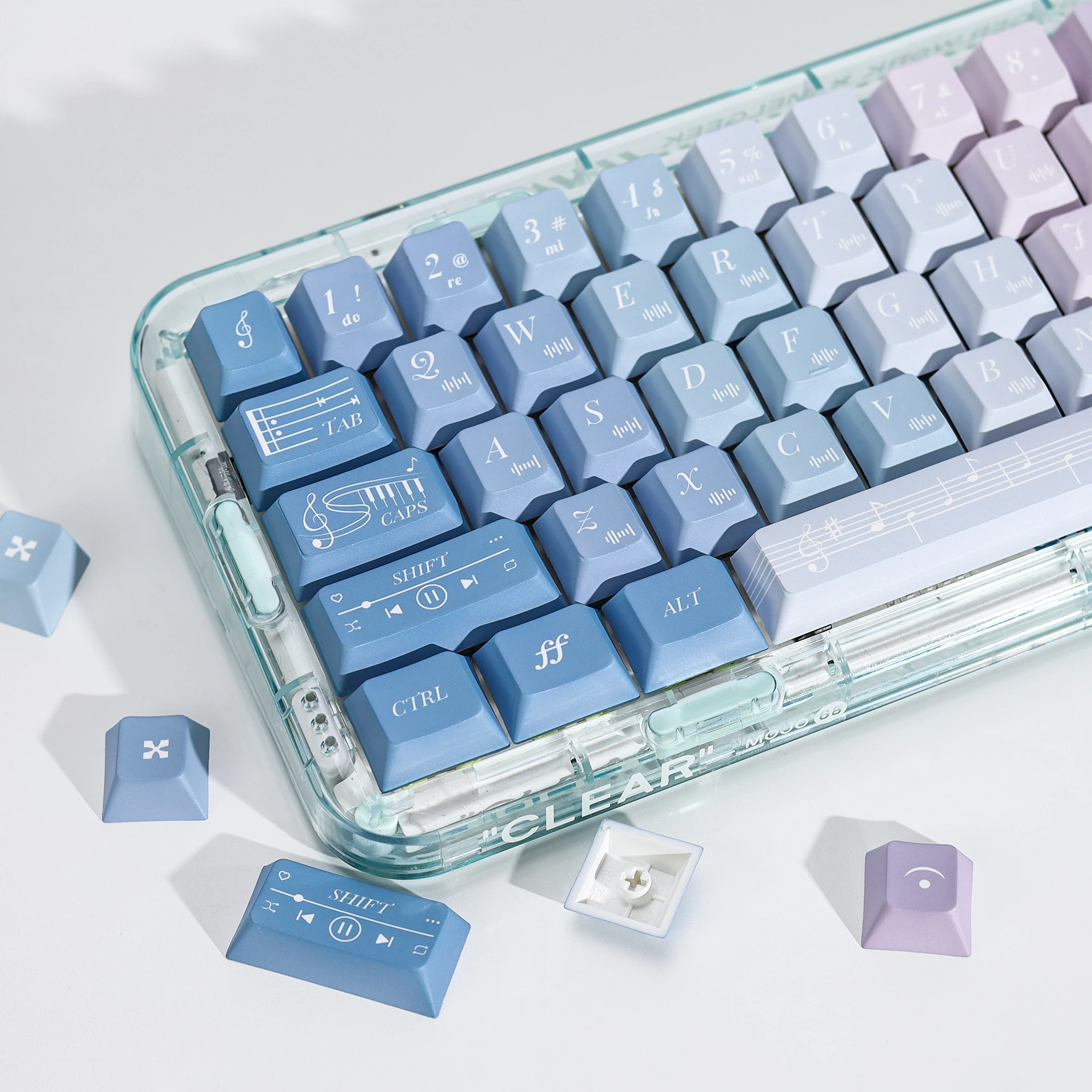 KBDiy 143 Keys Lost Notes Blue Keycaps Retro Cherry Profile PBT Keycap Custom For MX Switches Mechanical Keyboards Five-Sided