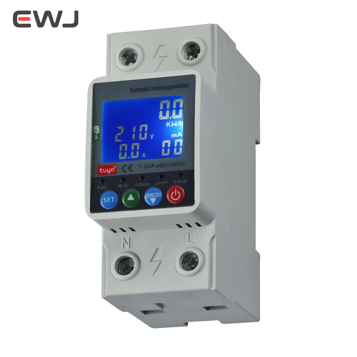 WiFi Smart Energy Meter Multifunctional Single Phase 63A Prepaid Meter with UV Protection and Color Display