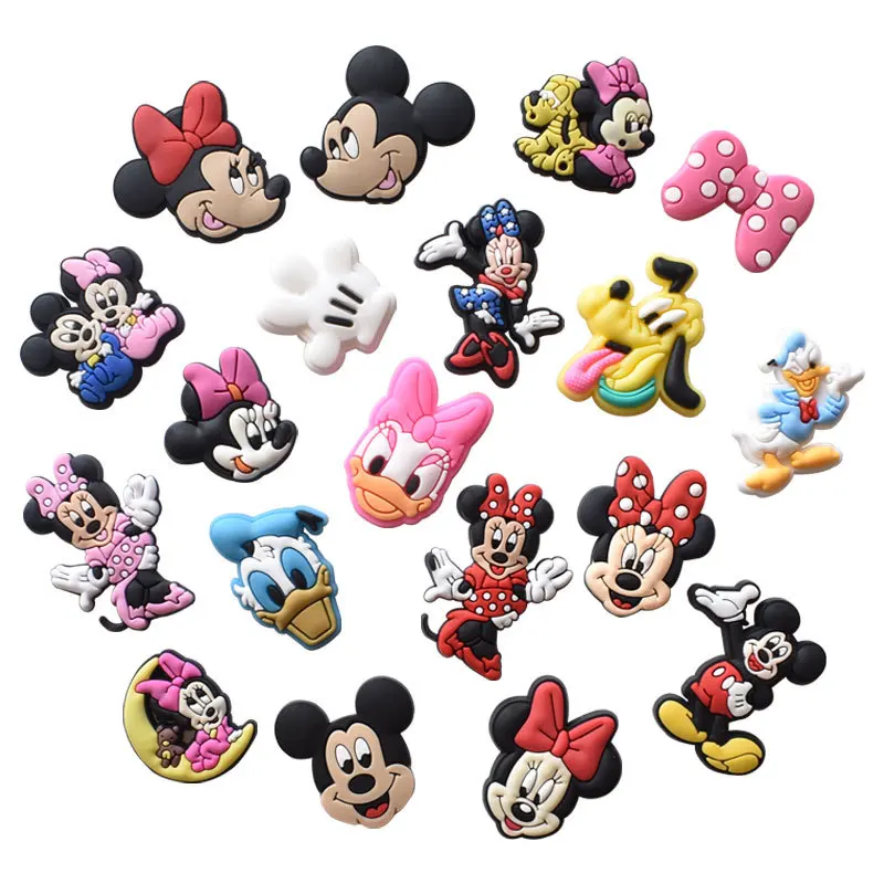 Disney-Juego de dijes de PVC para zapatos de Mickey y Minne, accesorios de Crocs, accesorios de hebilla, decoración de zapatos de animales de