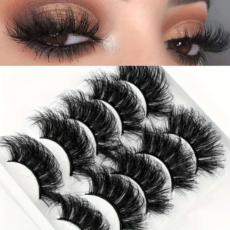 5 pairs of eyelashes with long-lasting fluffy and thick false eyelashes, eye-catching volume, and extended and thick eyelashes