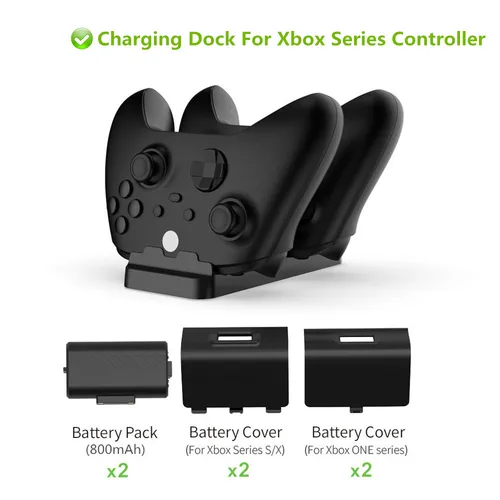 Base de carga Dual para Xbox Series X/S, controlador inalámbrico, paquete de batería de 800mAh para Xbox One S/X, accesorios de juego