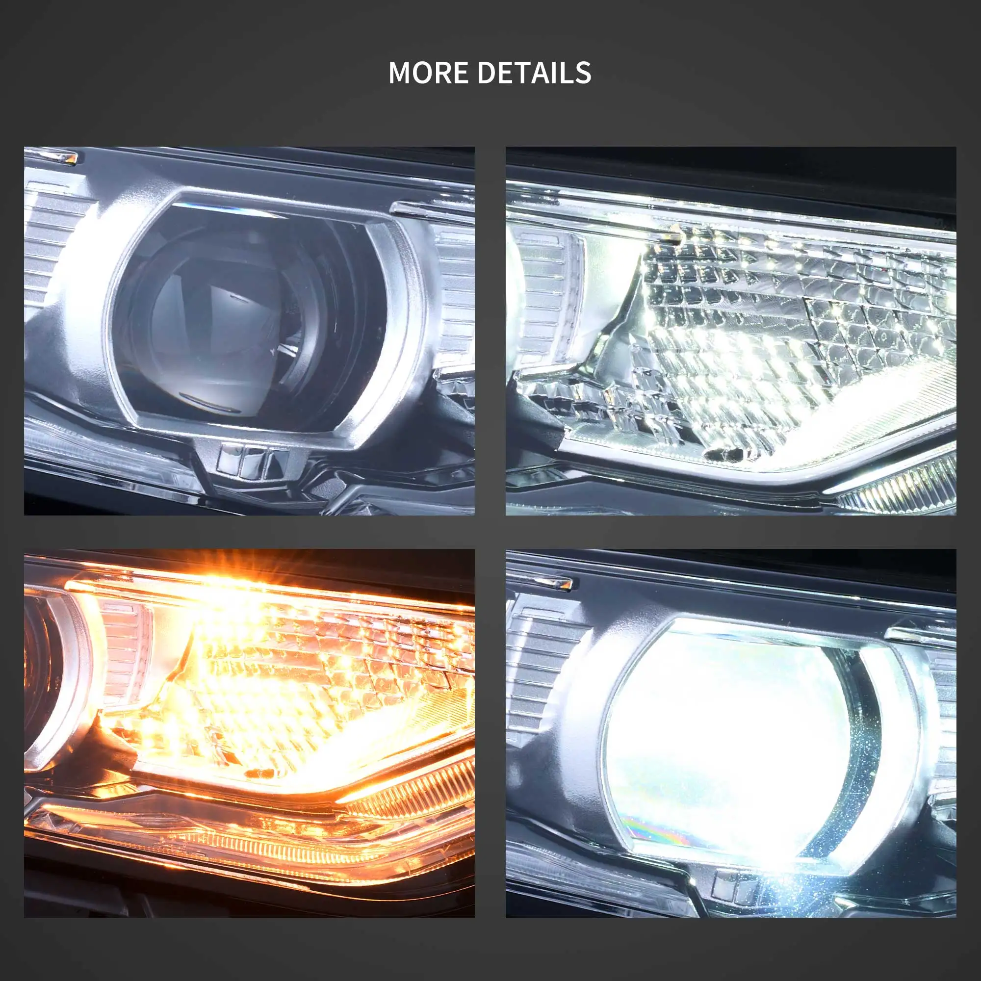 Vland 2018–2024 Camaro SS RS LED Headlights Assembly, Dual Beam Projector, High Low Beam Integrated, Plug and Play Upg