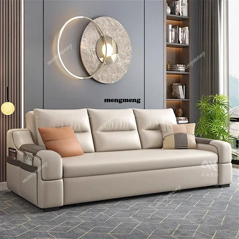 

Modern simple study multi-functional living room folding dual-purpose sofa storage retractable cat scratching leather sofa bed