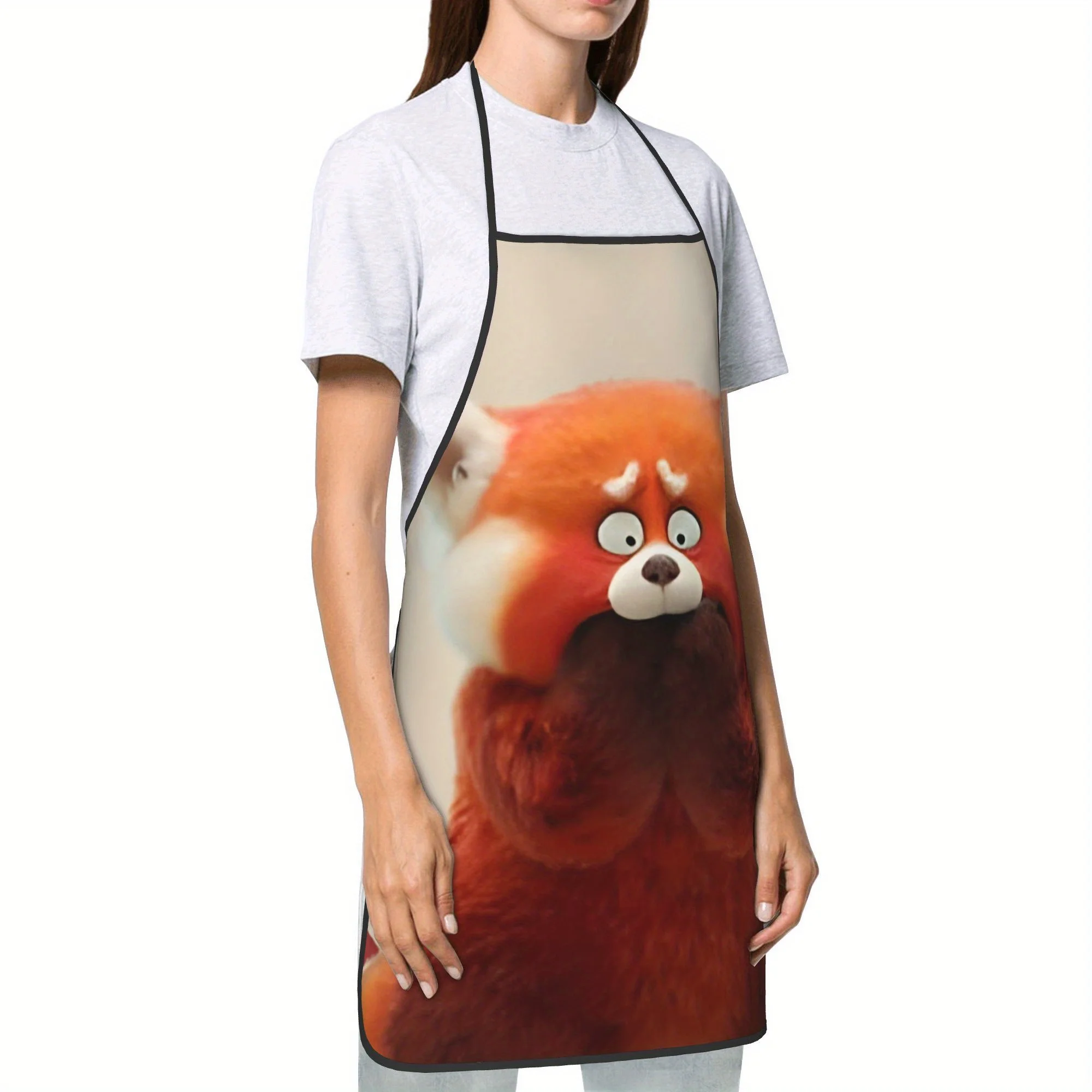 디즈니의 변신 어드벤처 레드 판다 캐릭터 풀페이스 디자인 앞치마 1개, 공예, 베이킹, 페인팅, 주방 및 가정 청소, 요리사, 웨이터, 카페, 바베큐, 레스토랑 앞치마, 주방 용품에 적합