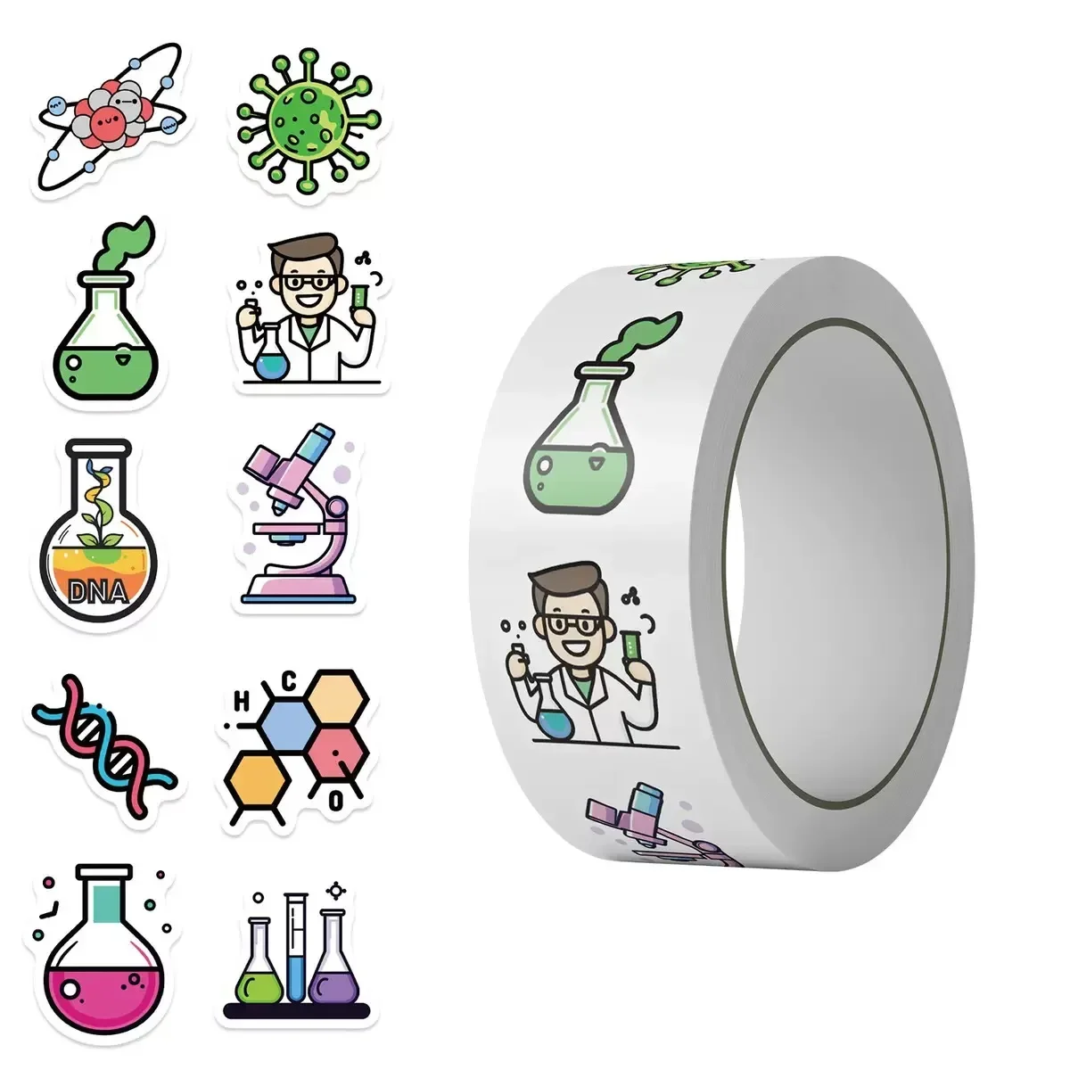 500 pçs/rolo experimentos de laboratório de química adesivos de vedação diy à prova dwaterproof água portátil telefone decoração crianças recompensas presente brinquedo