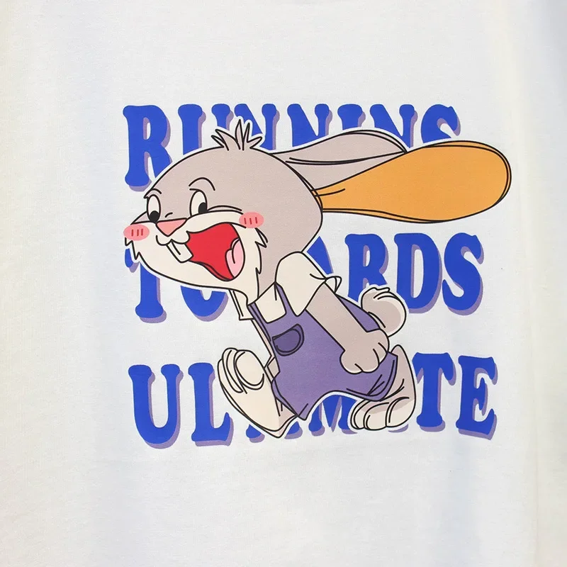 女性用うさぎの半袖Tシャツ,ラウンドネックTシャツ,ルーズでカジュアルなトップス,女性用アーバンファッション