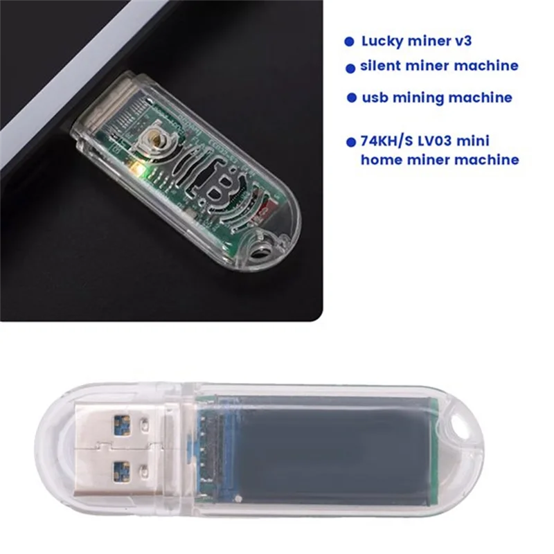 

AT82-2Pcs For Lucky Miner V3 Silent Miner Machine Usb Mining Machine 74KH/S LV03 Mini Home Miner Machine Asic Mining