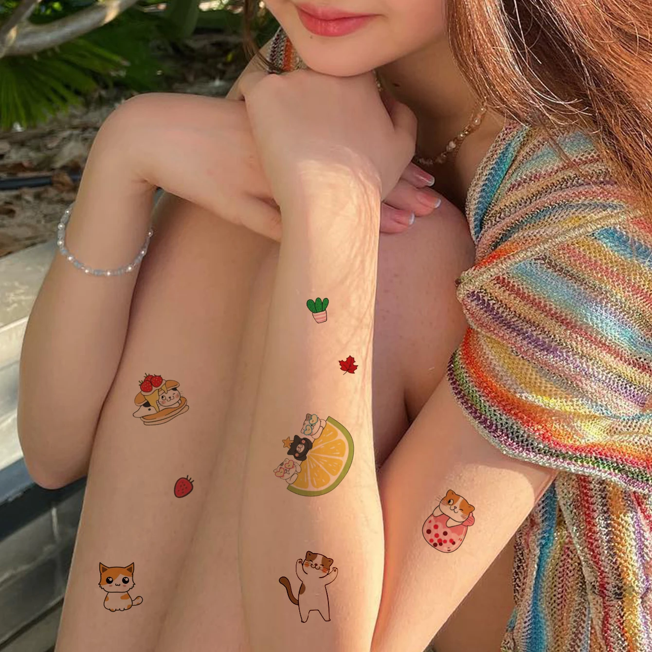 4pcs Cute Cartoon Animals Temporary Tattoo Sticker for Girls Small Waterproof Fashion Fake Tattoo Wrist Body Art Dog Cat Taty