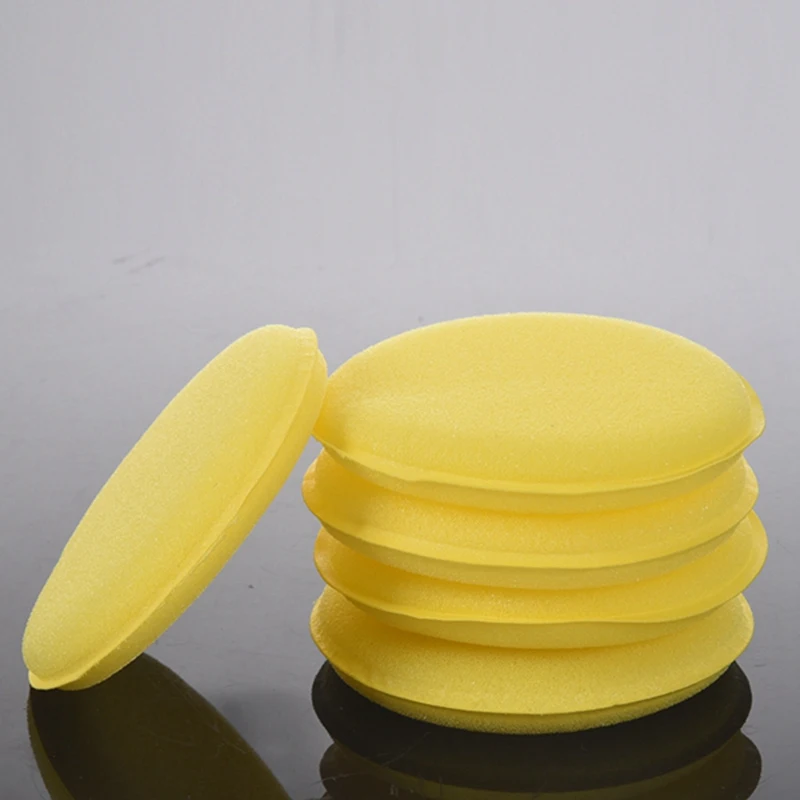 5 Pcs Yellow Car Wax Polish Applicator Pad Soft Foam Sponge Pads & 1 Pcs 6 Inch/15Cm Car Polishing Waxing Pad Sponge