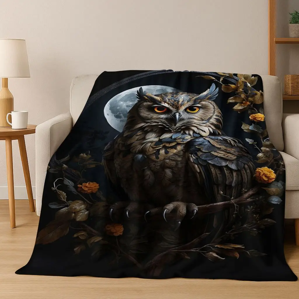 

2026 New Mysterious Colorful Owl Cartoon Birds Flannel Blanket,Cozy Soft Throw Blanket for Home Bedroom Bed Sofa Cover Kids Gift