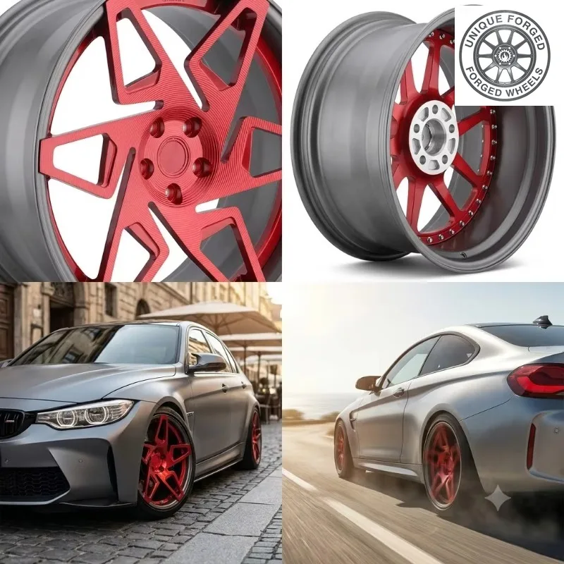 26 Style Custom 2 Piece Forged Alloy Wheel Rim 18‑24 Inch Red Brushed Turbine Design Lightweight Auto Aluminum Car Wheels Rims