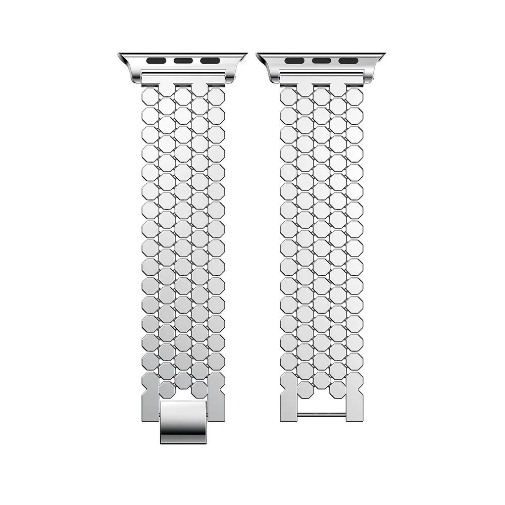 Ze stalowy pasek nierdzewnej do Apple Watch Band 45mm 44mm 41 40mm luksusowa bransoletka metalowy łańcuszek do iWatch serii 1-9 38 42mm