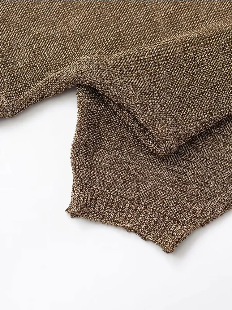 Nlzgmsj 2026 신상 섹시한 골드 니트 탑 홀로우 아웃 루즈 풀오버 여성용 O넥 배트윙 슬리브 여성 스웨터