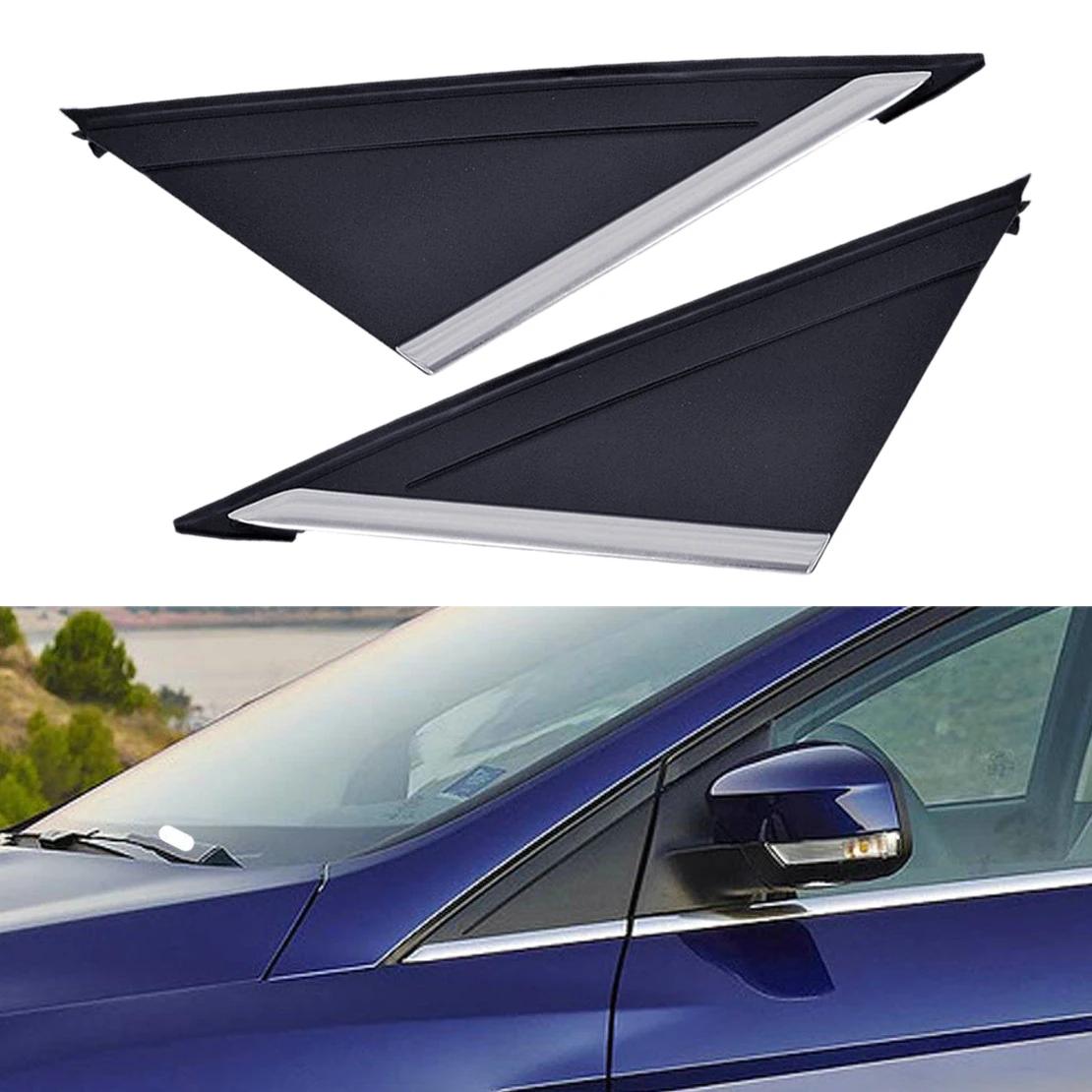 1 Pair BM51A16003AF BM51A16004AF Left Right Side Rearview Mirror Window Corner Triangle Trim Panel Fit for Ford Focus 2012-2018