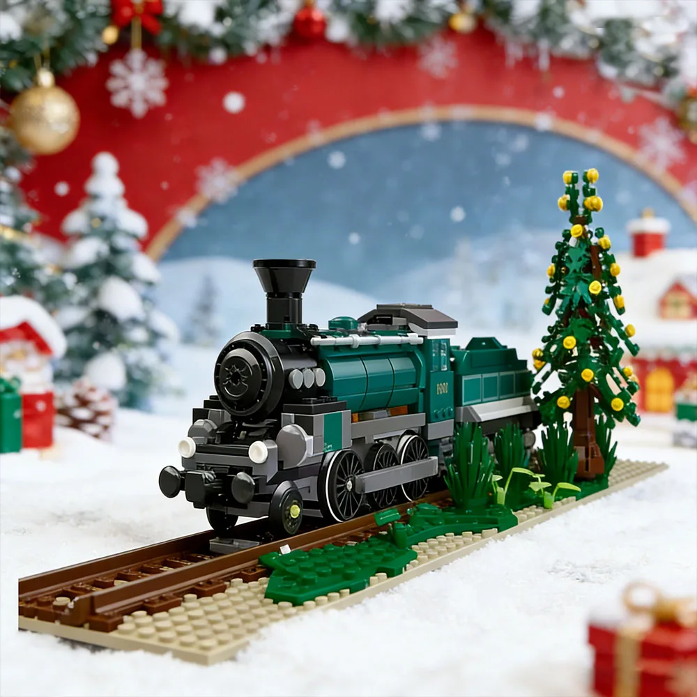 

Technical Classic Doris Locomotive Building Block Railway Vehicle Construction Brick Retro Steam Train Toys Collection For Gift