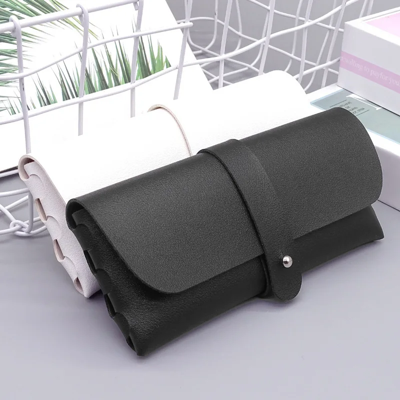 Modisches Brillenetui, handgefertigt, weiche Schutzhülle für Damen, mit Schnalle, Clamshell-Brillenetui, PVC-Leder, Brillenbox