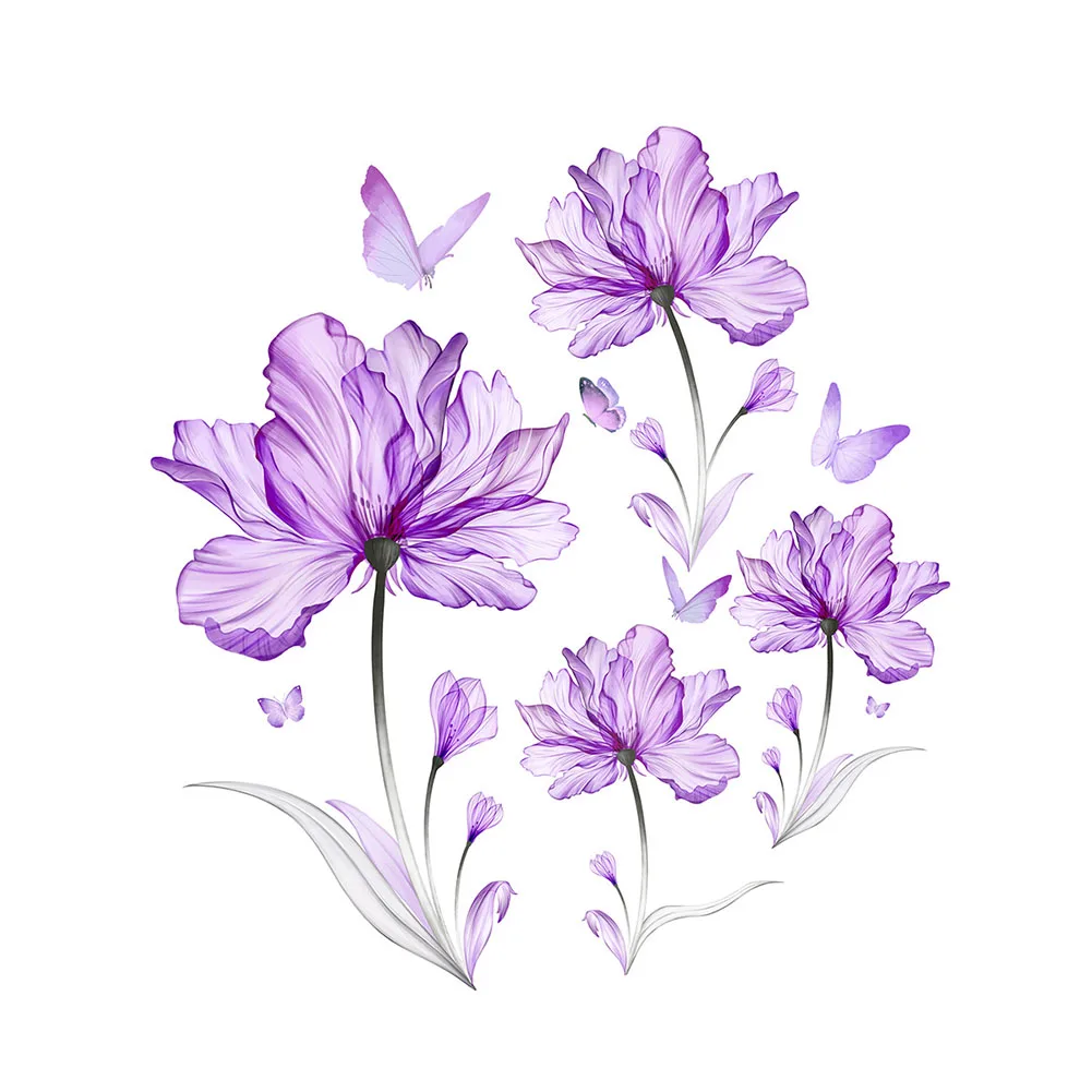 Add a Touch of Elegance to Your Bathroom  Purple Flower Wall Sticker  Easy to Install  Made of Premium PVC Material