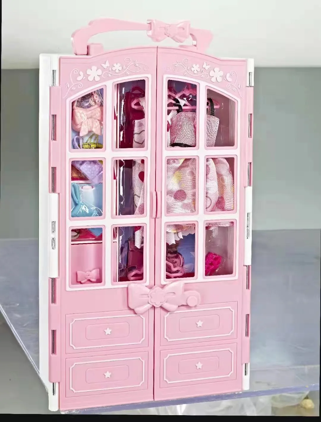 Dollhouse Accessories Wardrobe Portable Closet Furniture Girl Princess Bedroom Accessory for Doll Kids Toy Birthday Gift