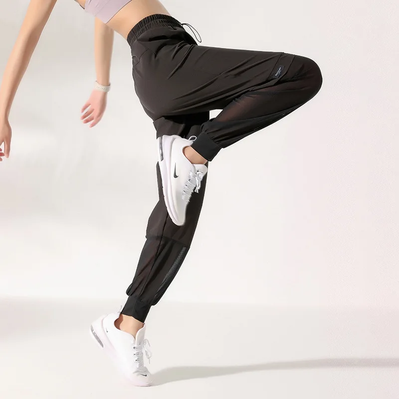 Women Loose Yoga Pant High Waist Sports Harem Pants Mesh Breathable Drawstring Running Jogging Trousers Gym Fitness Sweatpants