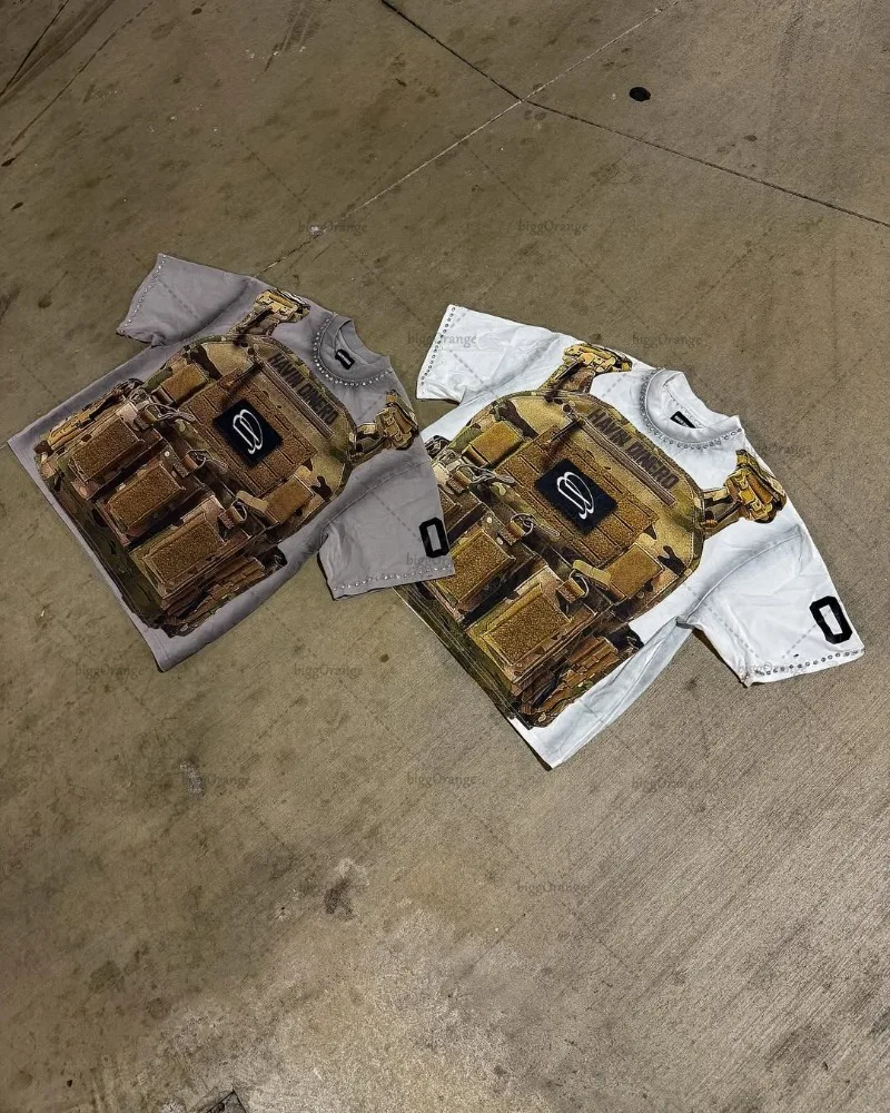 جديد عصري الهيب هوب الشرير الشارع الشهير الجرافيك القمم الرجال Y2K Harajuku ريترو المعتاد تي شيرت ملابس عادية القوطية خمر #6