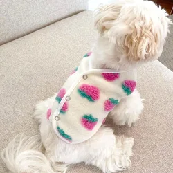 Strawberry Winter Warm Dog Clothes Soft Fleece Bear Doll Pet Vest Puppy Jacket for Small Dog Cat Coat French Bulldog Costume