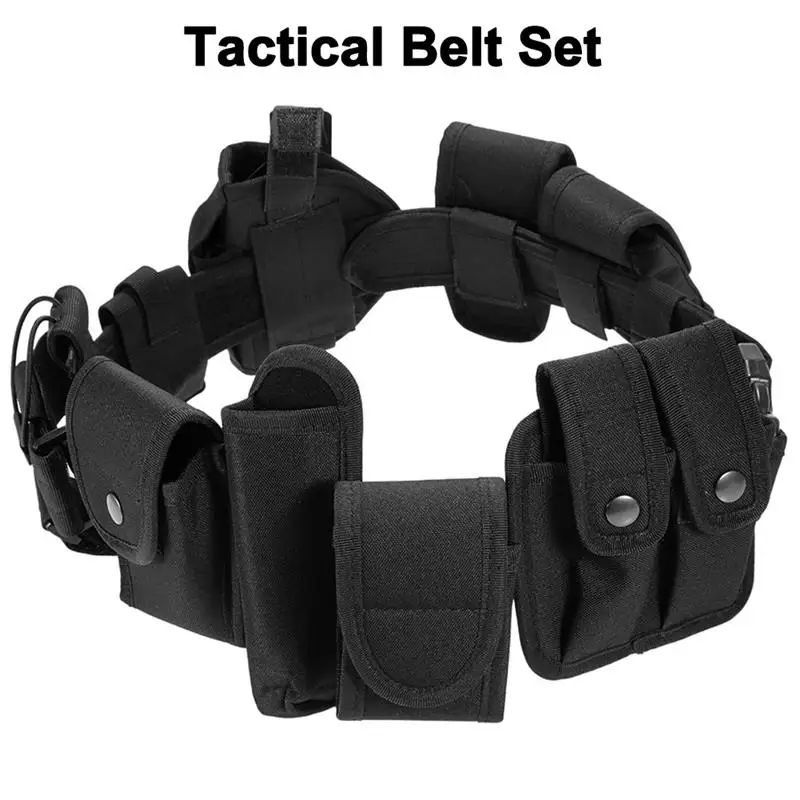 Tactical Modular Duty Belt - 10 In 1 Adjustable Molle Utility Belts with Attachments Pouch, for Law Enforcement Guard Security