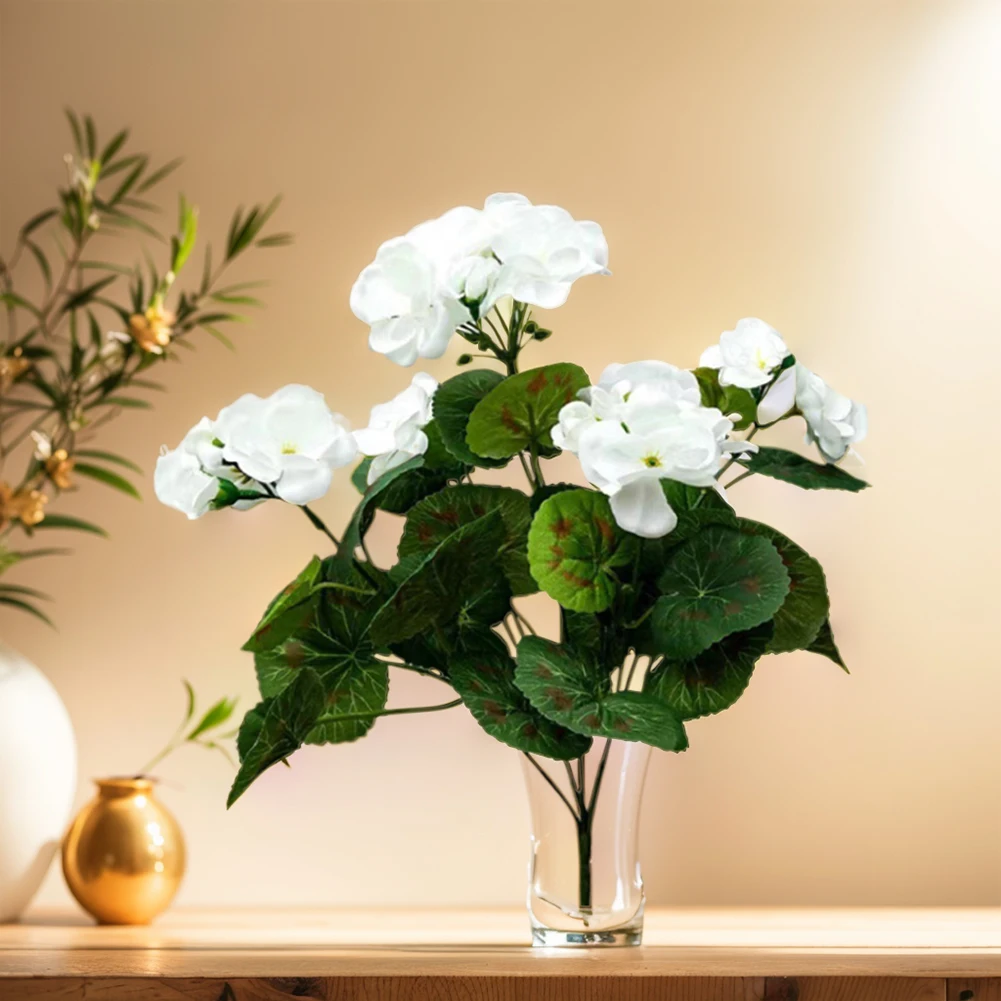 2/4 Stück 12,6 Zoll Künstliche Pflanze Seiden-Begonien-Blume Geranien UV-Beständig Vliesstoff Kunstblumen für Garten Bonsai Blumendekoration – Detail 11