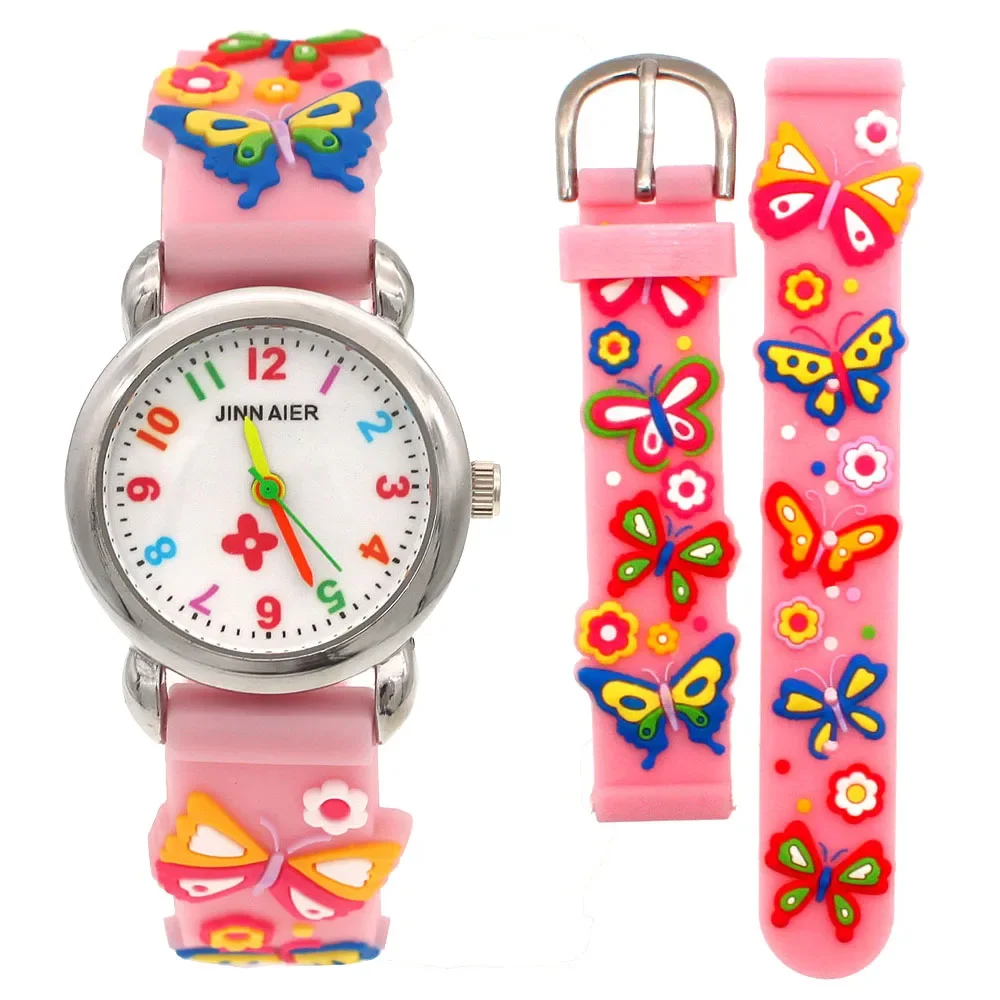 Fashion Leuke 3D Vlinder Kids Horloge Kinderen Horloges Kids Student Meisjes Quartz Lederen Polshorloge