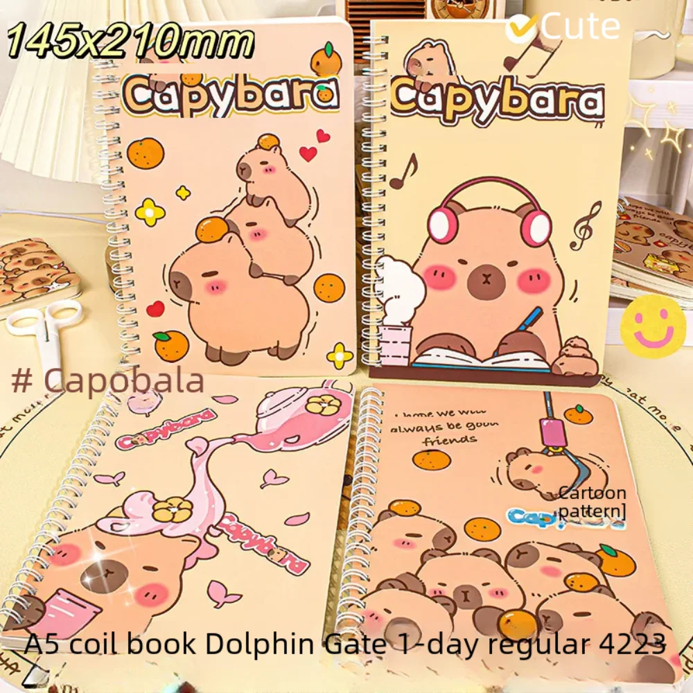 

Cute Kawaii Capybara Notebook Thickened A5 Daily Notes Waterproof 21 x 14.5cm Line Circle Book Exam Preparation