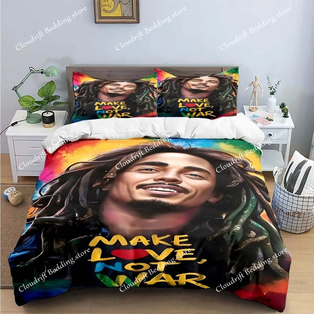 New Singer R-Reggae Bob Marley Pattern Bedding Sets Bed Supplies Set Duvet Cover Comforter Set Bedding Set Luxury Birthday Gift
