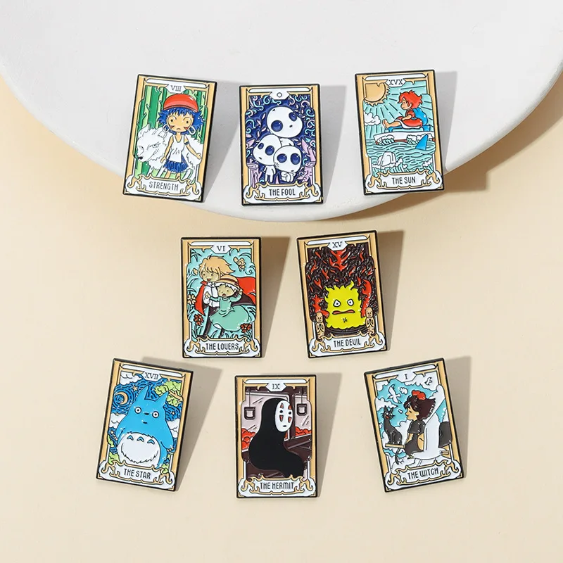 Tarot Enamel Pins Custom Noface-man Totoro Brooches Lapel Badges Cartoon Jewelry Gift