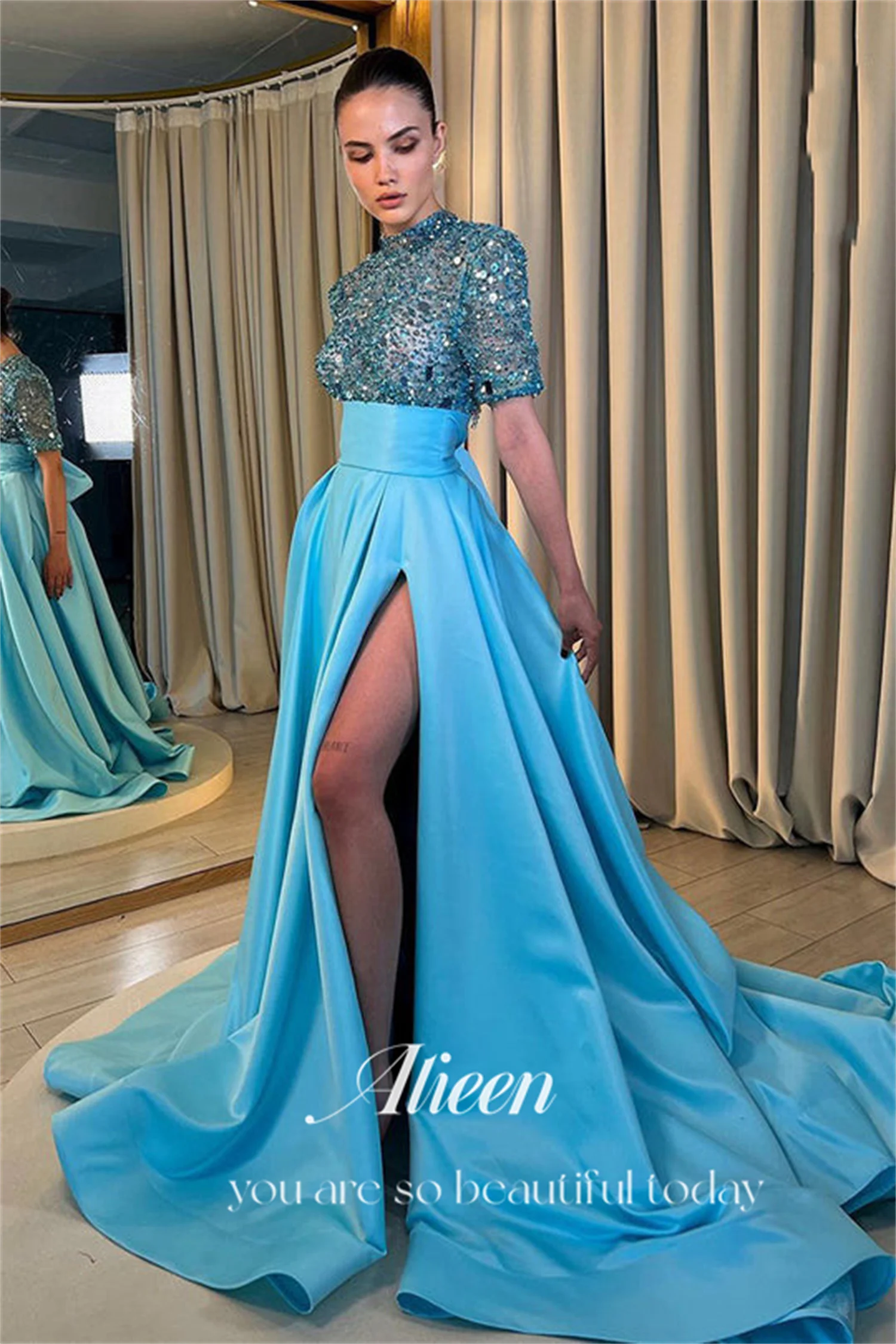 Aileen Boss Роскошные бусины, блестящее черное золото, женское строгое платье 2024 для женского элегантного роскошного вечернего платья