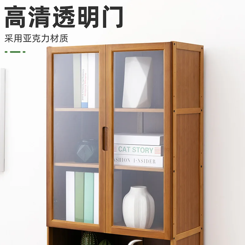 Custom. Floor Bookcase Shelf Integrated Display Cabinet with Cabinet Door Locker Multi-Layer Living Room Cabinet Simple Bookshel