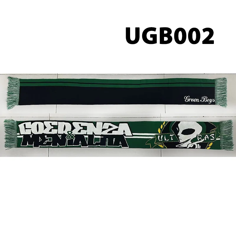 145*18 cm Size Ultras Green Boys Elastic Scarf for Fans Double-faced Knitted UGB002