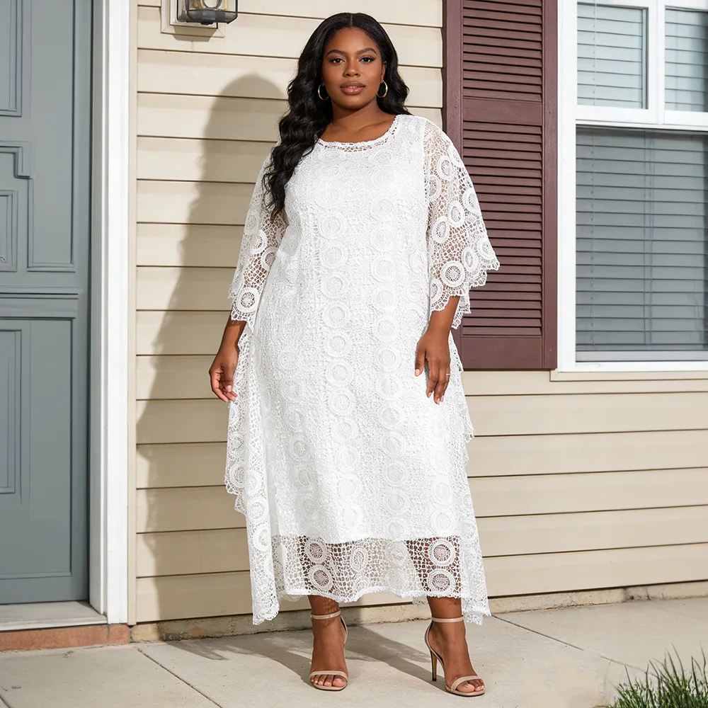 

2026 African Dresses for Women Traditional Dashiki Fashion Lace Boubou Inner Dress Wedding Party Gown Muslim Kaftan Maxi Dress