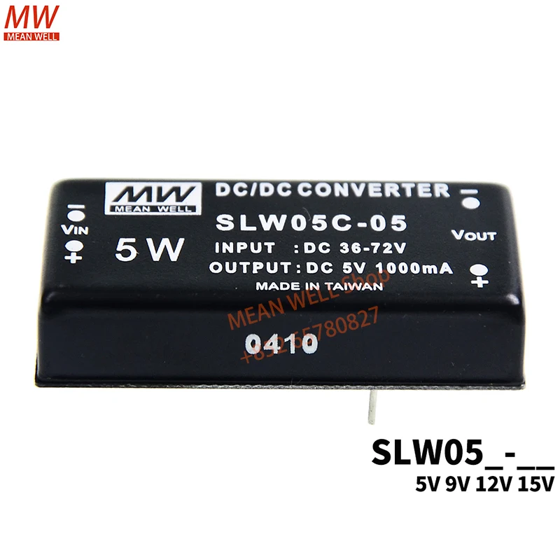 MEAN WELL Switching Power Module 5W DC-DC Regulated Single Output Converter SLW05C-05 SLW05B-09 SLW05A-15