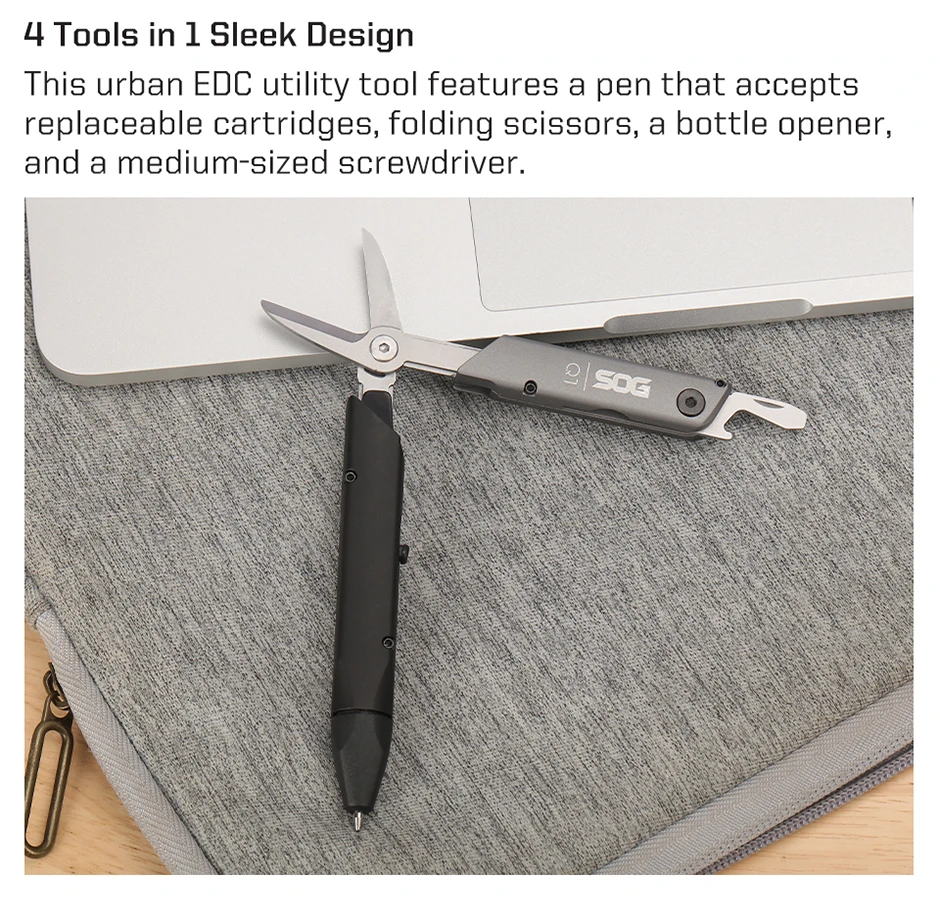 SOG Baton Q1 4-in-1 Multitool-Stift EDC Taschenwerkzeug mit Schere, Schraubendreher und Flaschenöffner für Angeln, Camping, Wandern und Outdoor-Ausrüstung – Detail 8