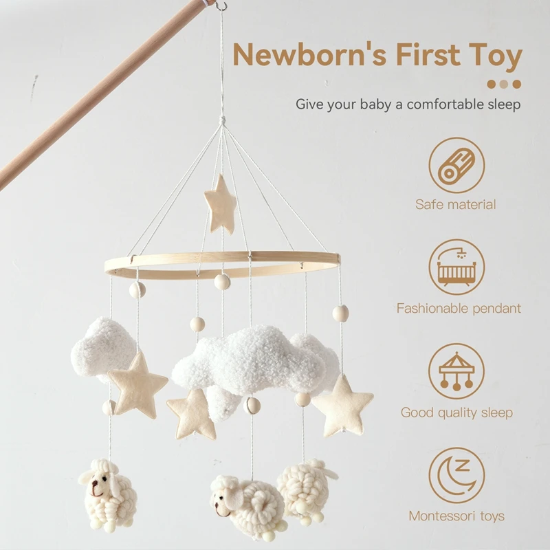 Montessori La struttura morbida e soffice dell'alpaca del cartone animato rotondo è perfetta per l'accoppiare con piccoli pendenti come le nuvole