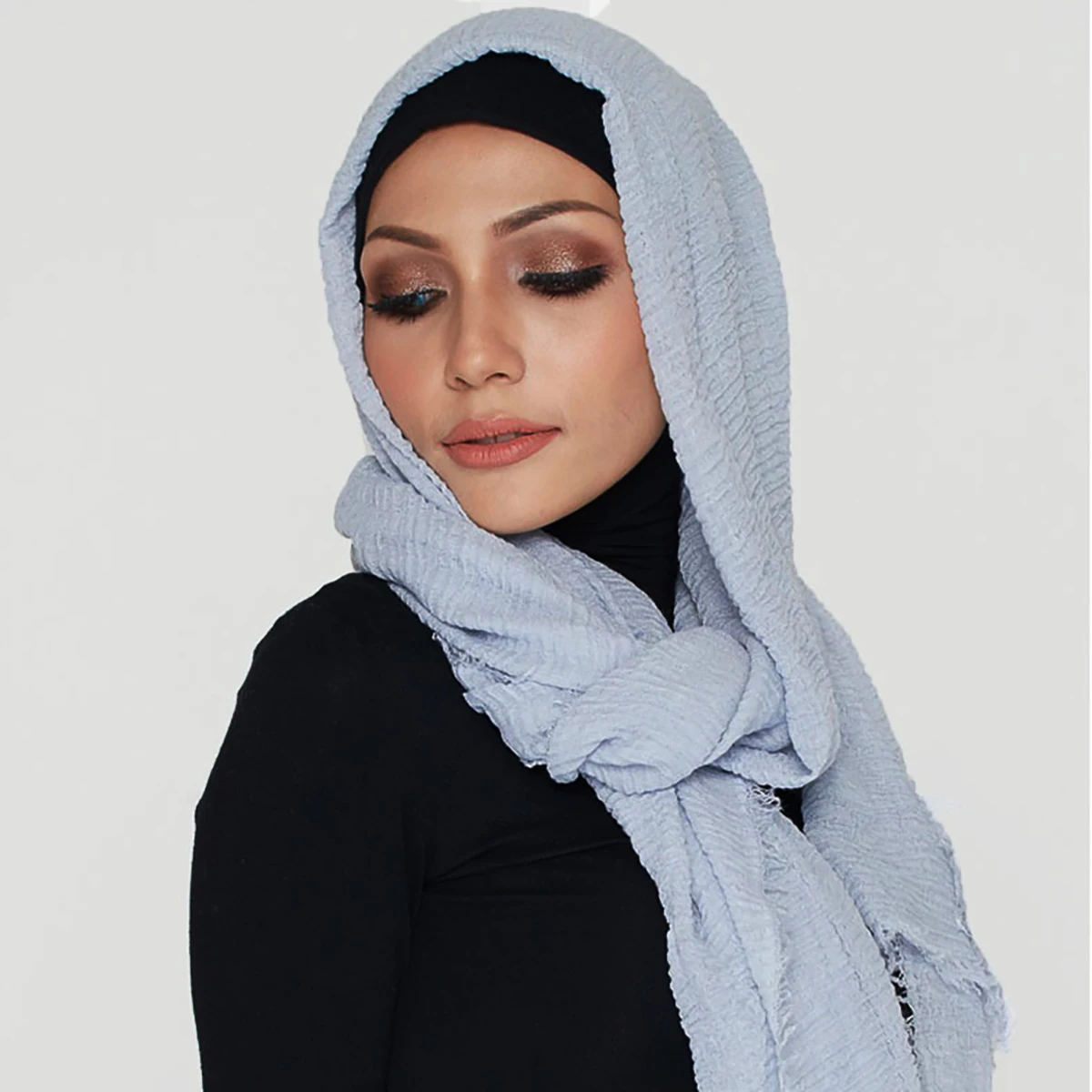 Bubble Plain Crinkled Cotton Hijab Soft Headband Wraps scialli Solider Color sciarpa Hijab stropicciata all\'ingrosso