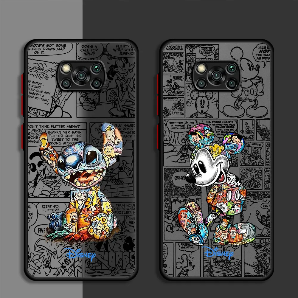 Disney Mickey Minnie mouse Stitch Case for Xiaomi Poco X4 Pro X3 NFC C40 X4 GT C50 M5 F3 C51 M5s X5 Pro X3 Luxury Funda Cover