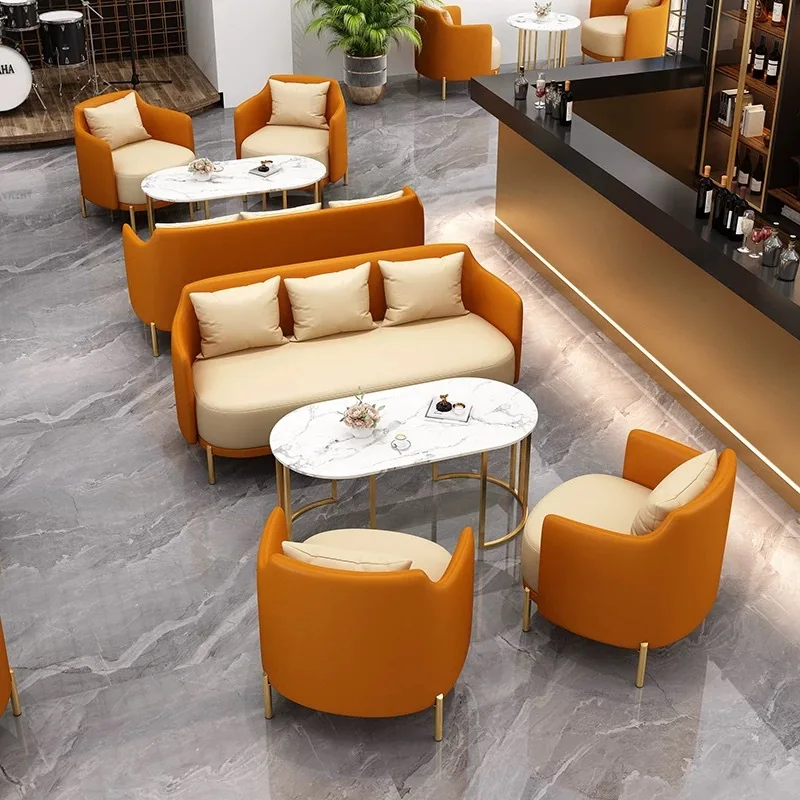 

Professional custom leisure bar cafe hotel restaurant negotiation reception booth sofa coffee table table and chair combination