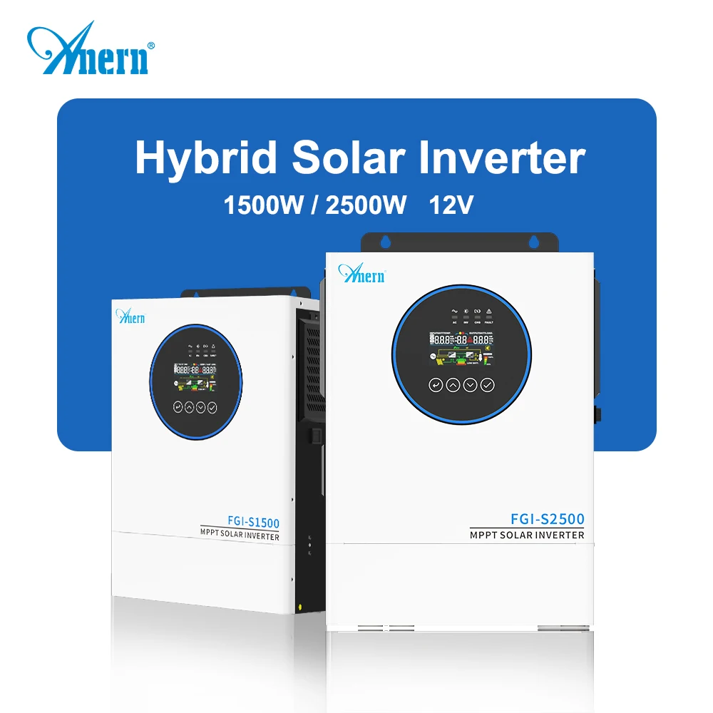 1.5KW 2.5KW Hybrid Solar Inverter 12V 1500W 2500W 220VAC 230V MPPT Solar Controller Pure Sine Wave Off Grid Inverter