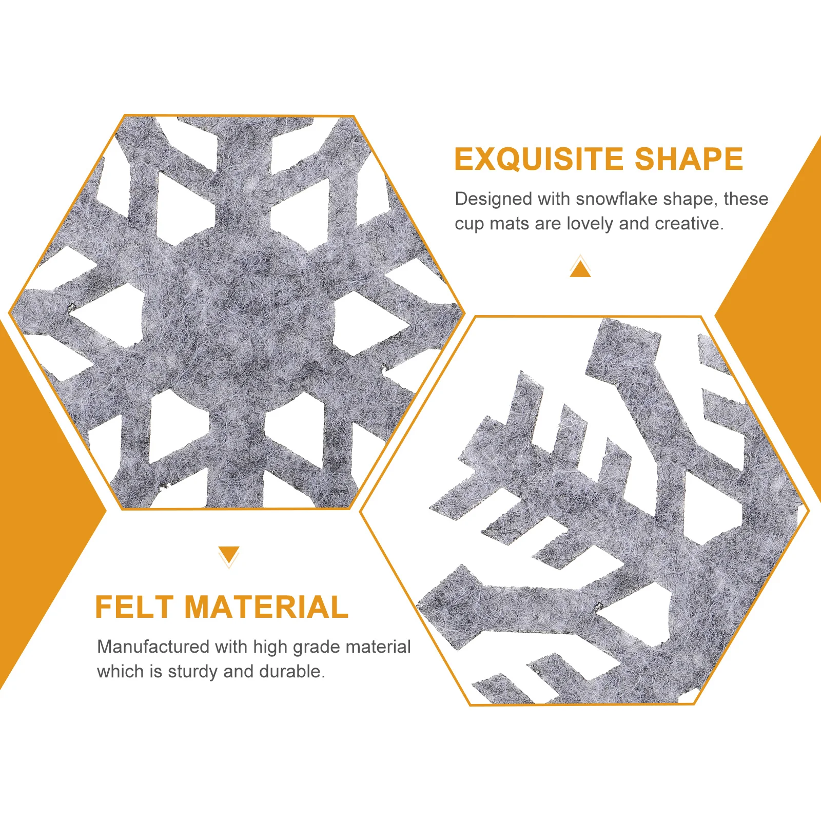 

12Pcs Felt Snowflake Christmas Coasters Cup Mats Heat Resistant Anti-Skid Cup Pads Home Decorative Home Coaster