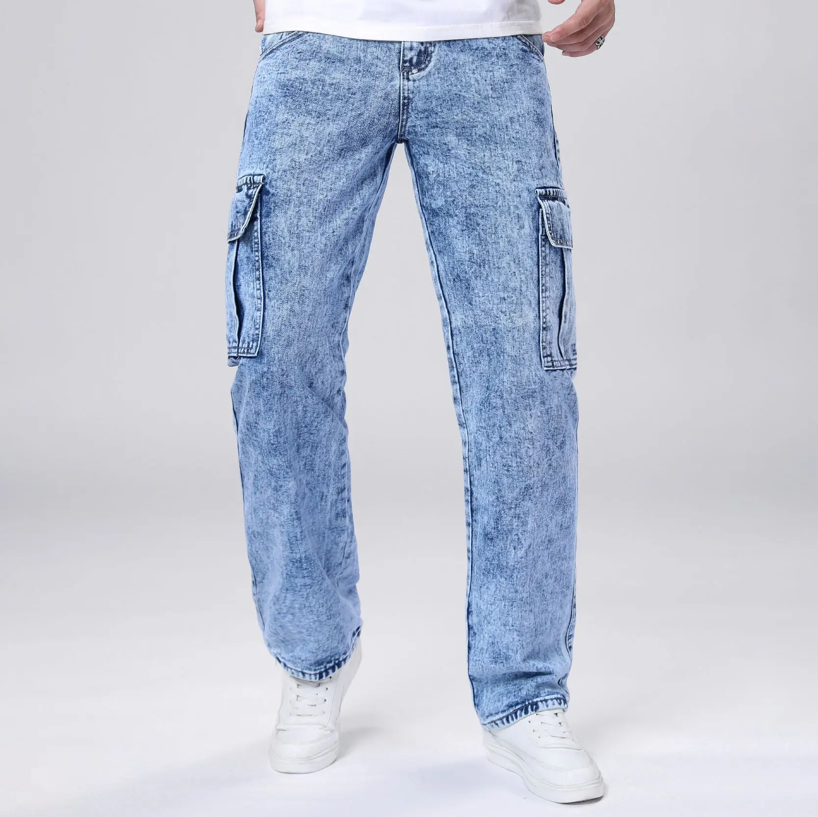 Men's Loose Straight Leg Jeans American Fashion Brand Casual Workwear Comfortable Fit Classic Style
