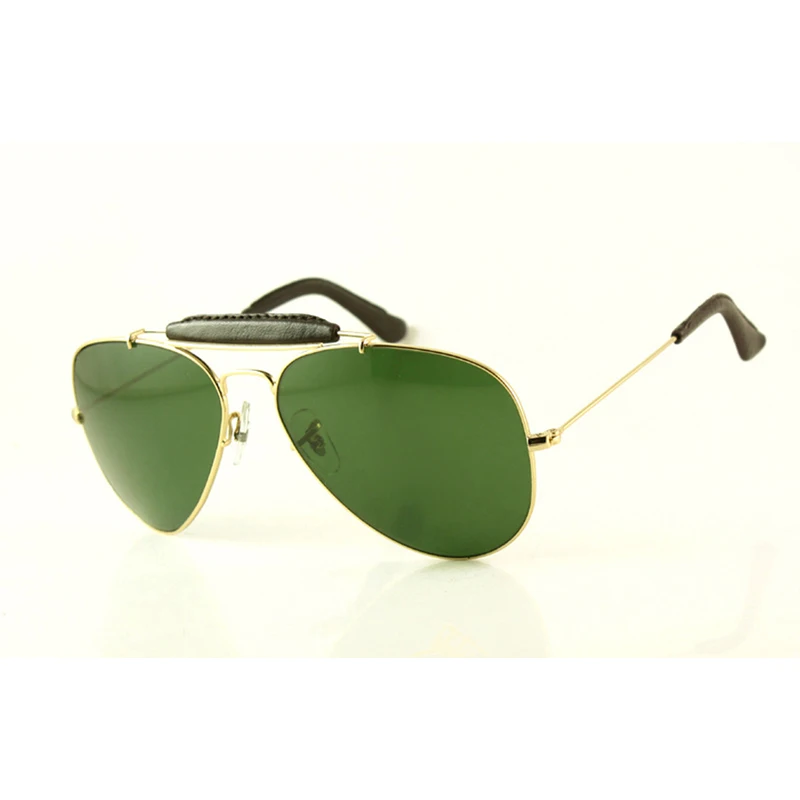 3422Q Sunglasses Mens Designer Classic Pilot Craft Gold Glasses Ladys Fashion Green Lens Eyewear 58mm