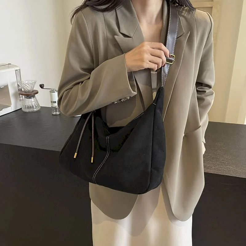 

Chamois Crossbody Bags Casual Reusable Retro Shoulder Bags Niche Versatile Solid Handbags Personal Classic Hobos Bags for Women