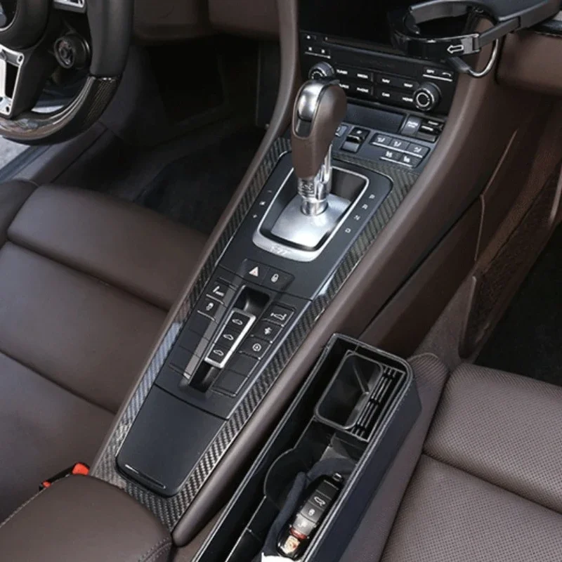 For Porsche 991 981 718 Boxster Cayman 16-19 Accessoires Real Carbon Fiber Car Center Control Gear Door Panel Trim Interior Kit