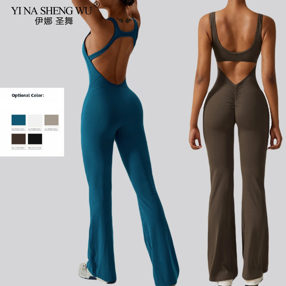 

Sexy Back V Jumpsuit Gym Set Women Training Yoga Set Sportswear Women Sports Jumpsuit Fitness Rompers Stretch Workout Bodysuits